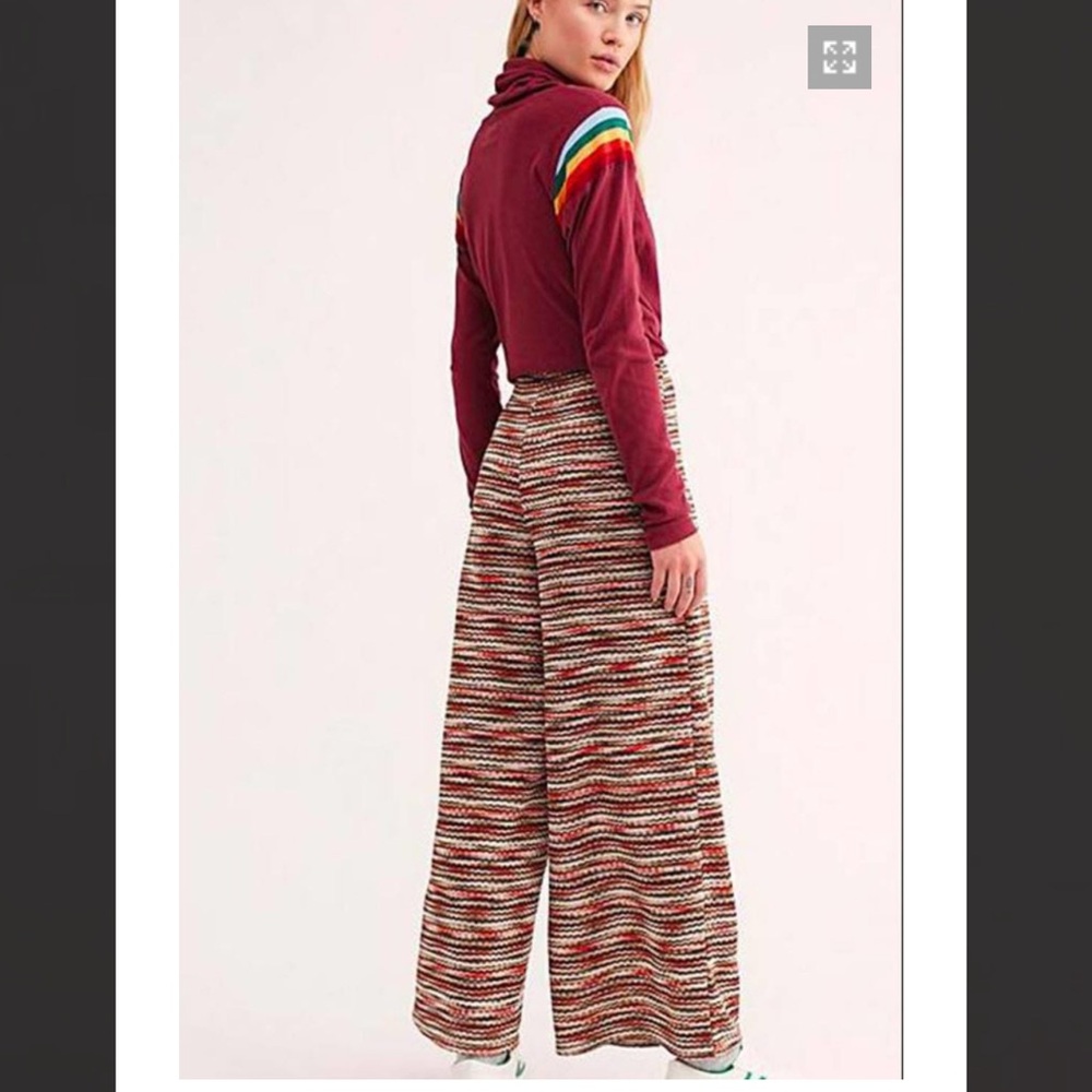 Free People Striped Multicolor Montery Wide-Leg Pants Size M
